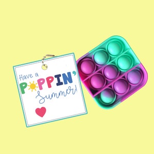 Write Your Own Name Have a Poppin' Summer Teacher Student Gift Tags Pop It Keychain (Personalization NOT included)