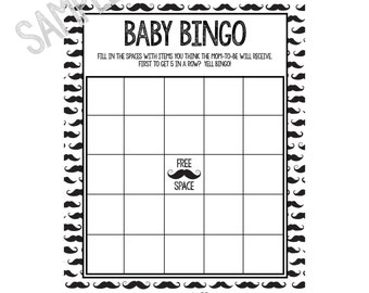Little Man Theme Baby Bingo Game for Baby Showers