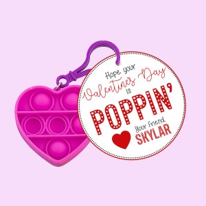 CUSTOM Hope Your Valentine’s Day is Poppin’ Digital Printable ROUND Valentine Tags with Name (Personalized)