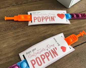 Hope Your Valentine’s Day is Poppin’ Pop It Bracelet Printable Digital Download- Includes Space to Write Your Own Name (Not Personalized)