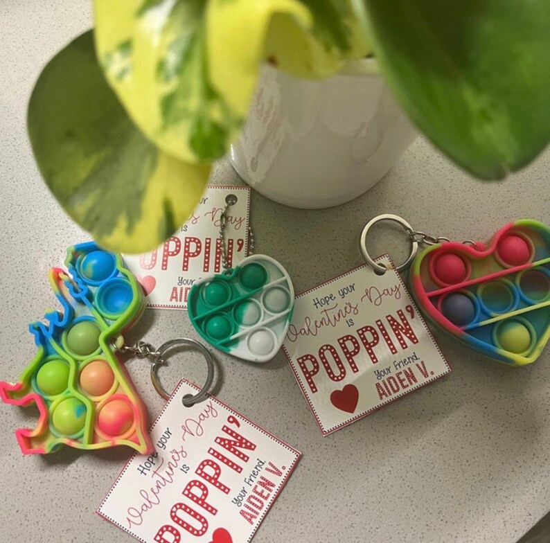 CUSTOM Hope Your Valentines Day is Poppin Digital Printable Pop It Valentine Tags with Name Personalized image 3