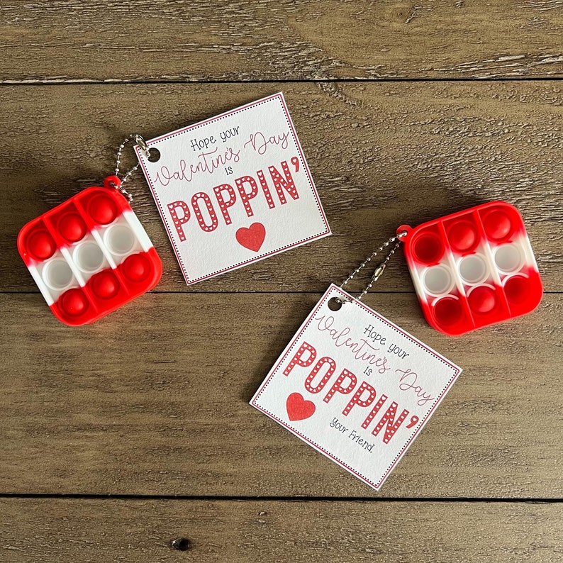 Hope Your Valentines Day is Poppin Digital Printable Pop It Valentine Tags Includes Space to Write Your Own Name Not Personalized image 1