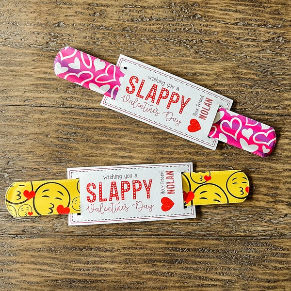 CUSTOM Slappy Valentine’s Day Slap Bracelet Printable Kid’s Exchange Card Digital Download with Name (Personalized)