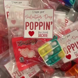 CUSTOM Hope Your Valentines Day is Poppin Digital Printable Pop It Valentine Tags with Name Personalized image 4