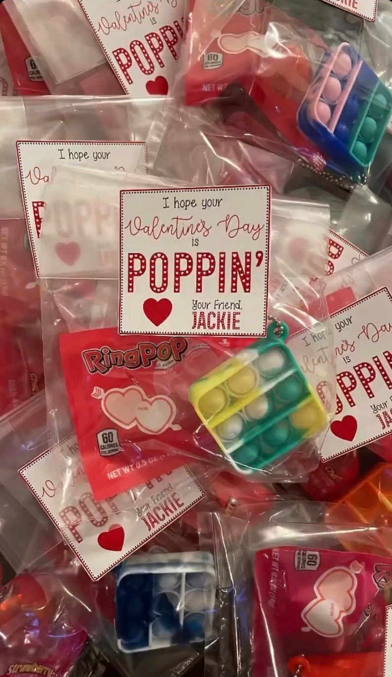 CUSTOM Hope Your Valentines Day is Poppin Digital Printable Pop It Valentine Tags with Name Personalized image 4