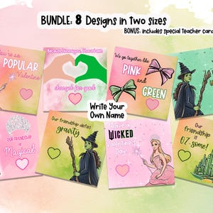 BUNDEL: Wicked Cool Valentines geïnspireerd op musicalfilm Afdrukbare Valentijnsdagkaarten plus docentenkaart (schrijf je eigen naam)