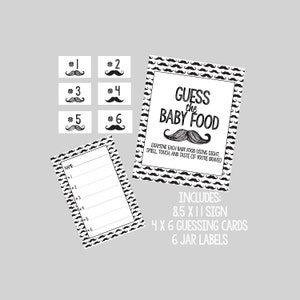 Guess the Baby Food Baby Shower Game- Little Man Theme