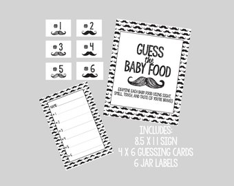 Guess the Baby Food Baby Shower Game- Little Man Theme