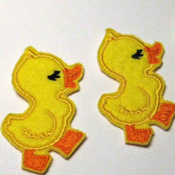 Baby Duckling Patch Set - Small Embroidered Duck Felt Sew-On or Glue On Applique - Craft Supply - Decoration for Baby or Doll Craft & Sewing