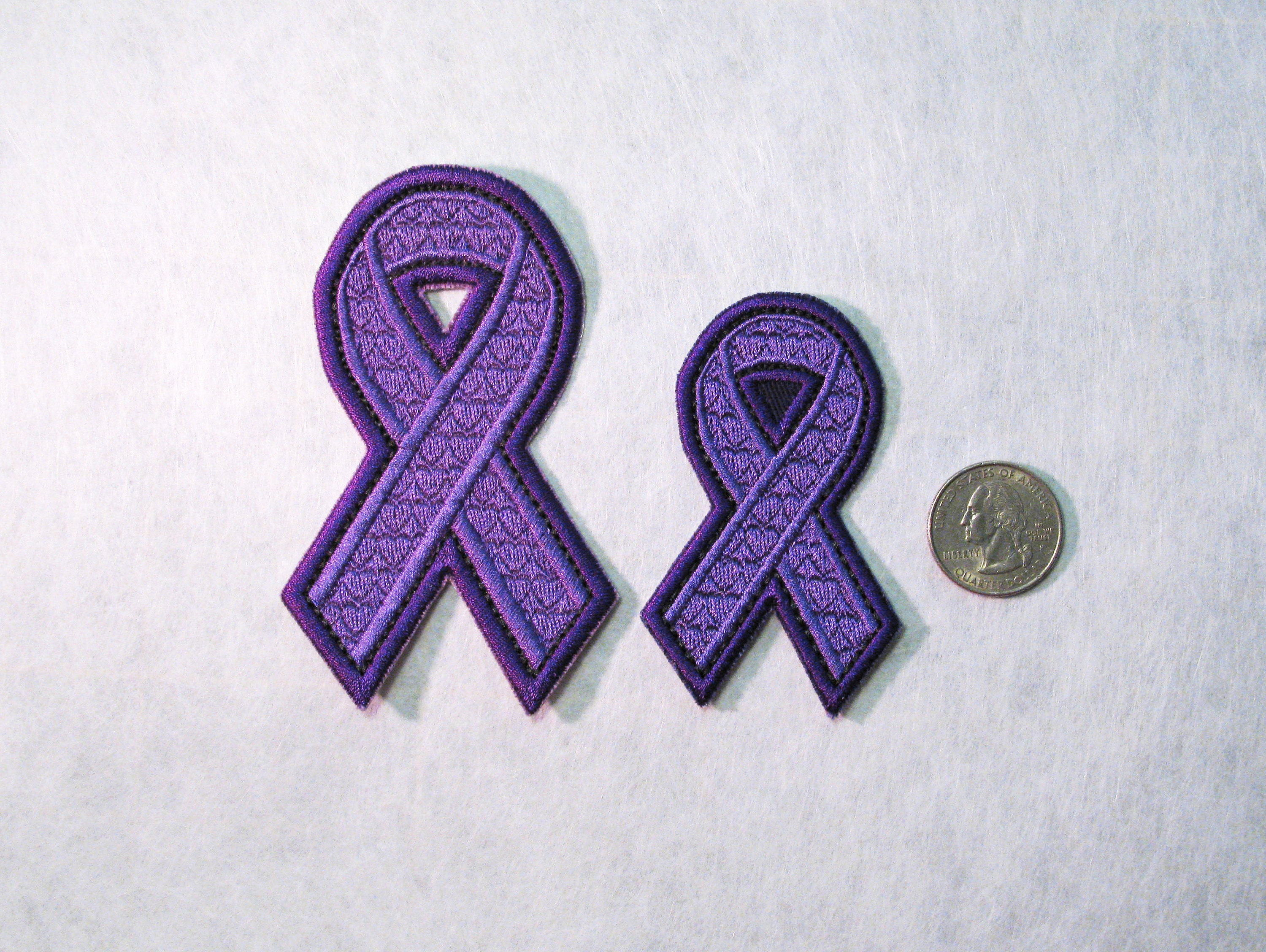 Purple Ribbon Patch Two Sizes - Embroidered Iron-on Patch - Alzheimer's ...