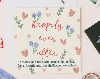 Christian Wedding Card - Soft Romantic Happily Ever After With Scripture