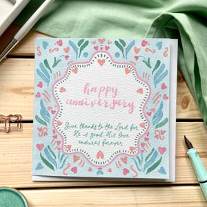Christelijke jubileumkaart, gepersonaliseerd met namen, inclusief schrifttekst