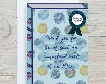 Best learning assistant thank you card - classic book cover “thank you for being such an important part of my story”