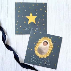 Christelijke kerstkaarten - voor ons is een kind geboren/licht van de wereld - kerstkaartenpakket, set kerstkaarten