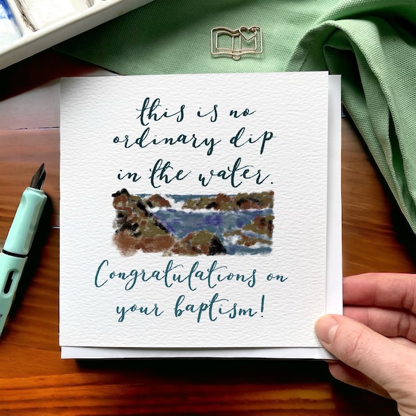 Adult baptism card, congratulations on your baptism, no ordinary dip in the water, believers baptism card