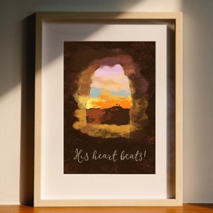 Impresión cristiana de Pascua A4: Su corazón late el domingo de resurrección, decoración religiosa de Pascua ilustrada y escrita a mano, arte de pared