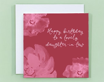 Daughter-In-Law Birthday Card, Pink Floral Card