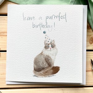 Carte d'anniversaire avec chat, carte fêtard pour maman chat, jeu de mots, passez un parfait anniversaire