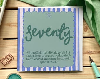 Christian 70th Birthday Card With Scripture, Modern Milestone