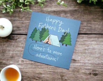 Father’s Day card “here’s to more adventures” card for daddy from sons and daughters for the camping lover