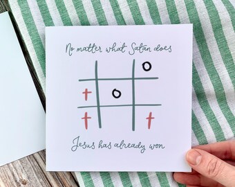 Jesus Wins Easter Card, Christian Noughts and Crosses, Religious Easter