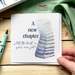 Novo cartão de emprego, um novo capítulo, cartão de amante de livros para promoção, parabéns, tudo de bom