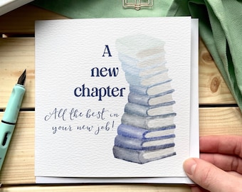 New job card, a new chapter, book lover card for promotion, congratulations, all the best