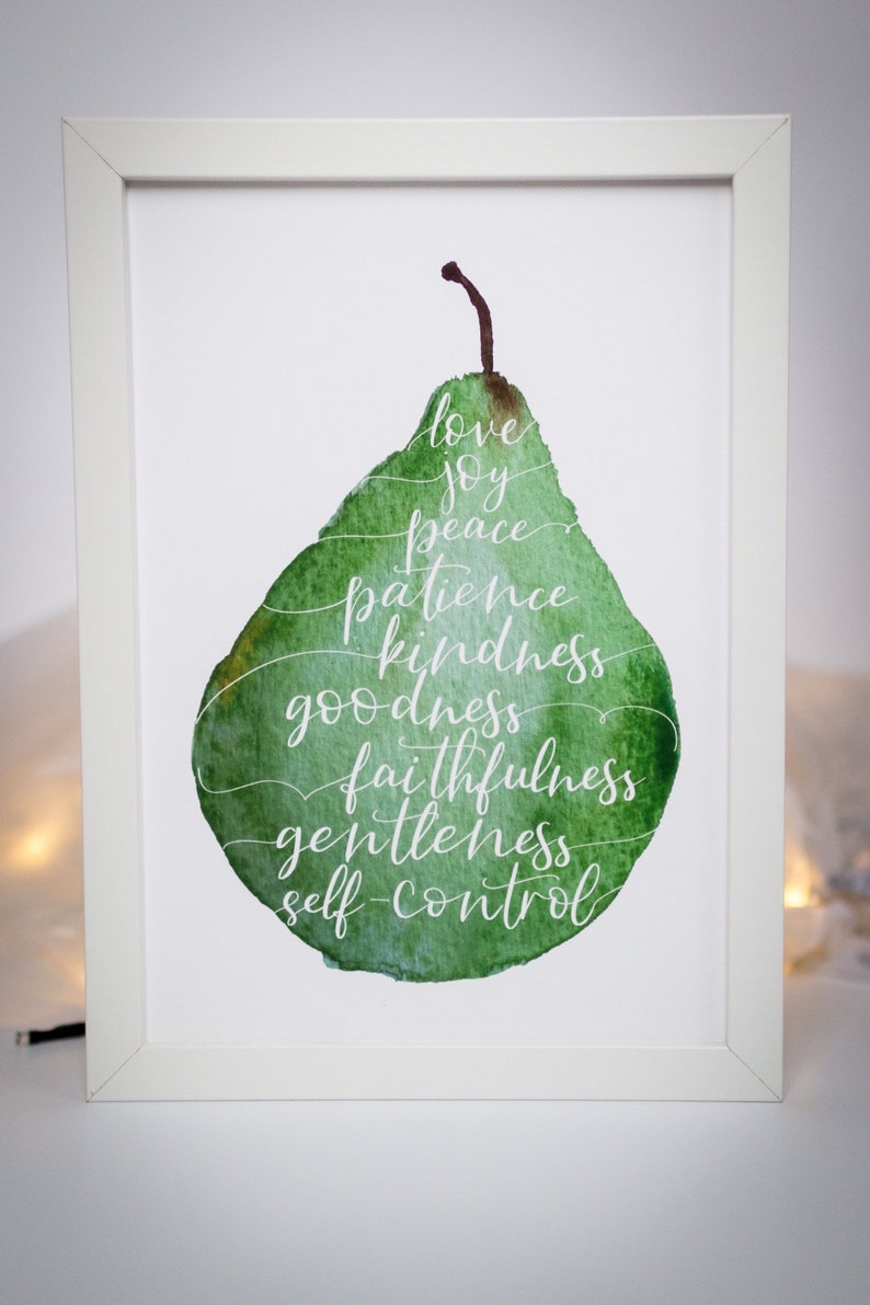A4 Fruit of the spirit wall art print watercolour pear with Etsy