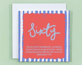 Christian Birthday Card, 60th Birthday Card With Scripture, Modern Milestone