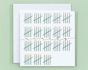 90th Birthday Card: Fun Milestone Tally Candle Design