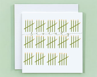 70th Birthday Card: Fun Milestone Tally Candle Design