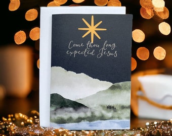 Christian Christmas card pack - come thou long expected Jesus