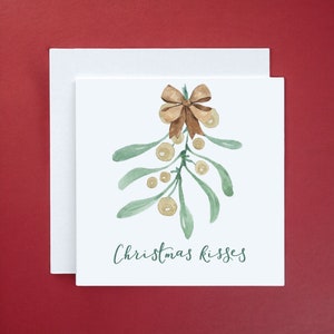 Carte de Noël romantique de bisous de Noël avec du gui pour un autre significatif - fiancé, fiancée, petite amie, petit ami, mari ou femme.