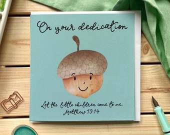 Baby dedication card - infant dedication, sweet christian card with scripture verse, Let the little children come to me