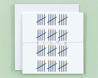60th Birthday Card: Fun Milestone Tally Candle Design