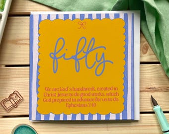 Christian 50th Birthday Card With Scripture, Modern Milestone