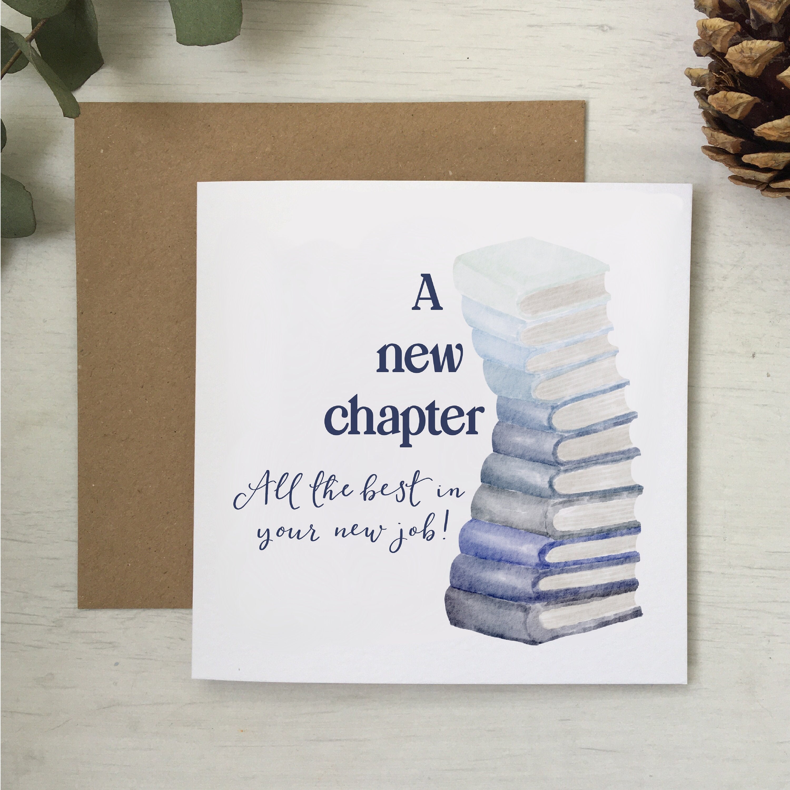 New Job Card, a New Chapter, Book Lover Card for Promotion