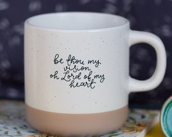 Christian Mug: Be Thou My Vision Hymn, Large Speckled Ceramic