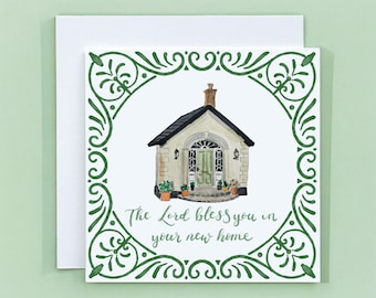 Christian new home card with scripture verse