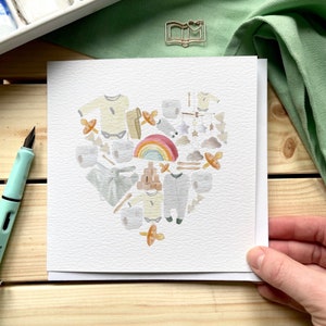 Nouvelle carte de bébé, carte de baby shower, carte de luxe pour bébé arc-en-ciel
