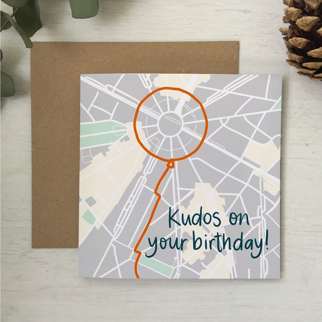 Kudos on Your Birthday Card for Runners and Cycling Map Theme Etsy
