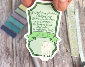 Christian Vinyl Sticker – Psalm 23 Waterproof Decal, The Lord is my Shepherd