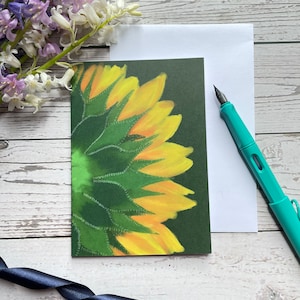 Carte de vœux tournesol Blanche a l’intérieur avec enveloppe