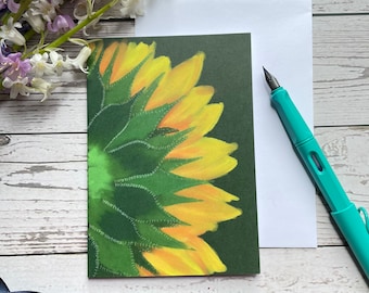 Sunflower greeting card - yellow summer flower card, card for garden lover, gardening birthday card