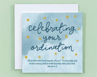 Ordination Card, Micah 6:8, Modern Christian Design