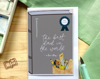 Book cover greeting card for dad - the best dad in the world - a true story