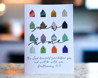 Christian new home card with scripture verse