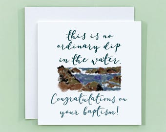 Adult baptism card, congratulations on your baptism, no ordinary dip in the water, believers baptism card