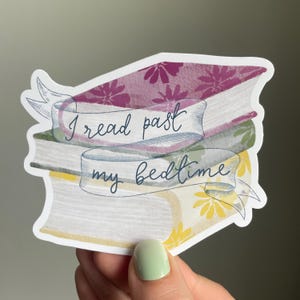 Sticker livresques - grand sticker de lecture imperméable en vinyle « J'ai lu après l'heure du coucher »