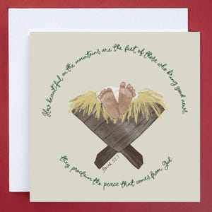 Pack de cartes de Noël chrétiennes, comme les pieds de ceux qui annoncent une bonne nouvelle sont beaux, crèche de l'enfant Jésus
